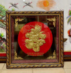 Tranh đồng chữ Thọ chạm rồng-A009