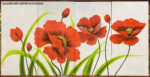 Tranh bộ vẽ sơn mài phong cách hiện đại Hoa Đỏ -HD61