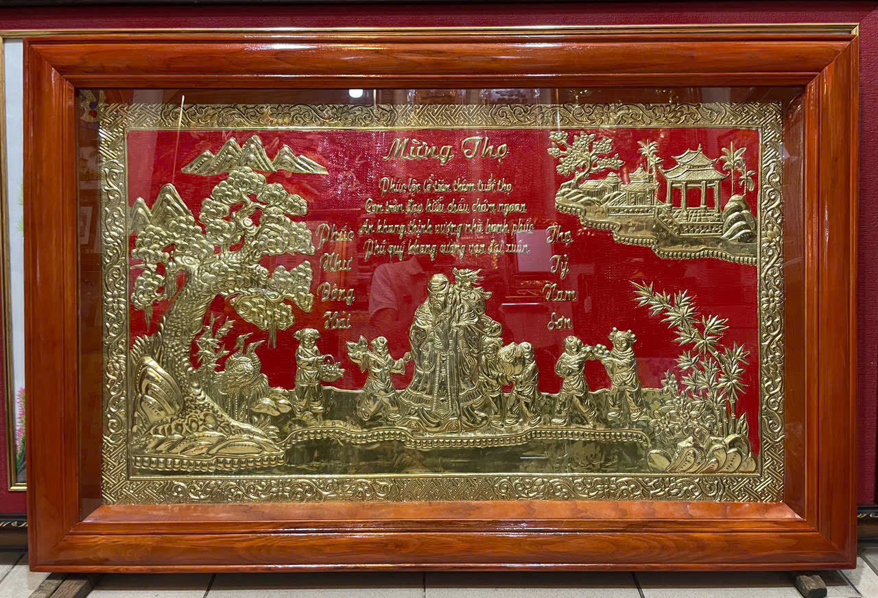 Tranh đồng tấm liền ,mừng chúc Thọ Ông – M37