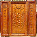 Tranh gỗ hương đỏ, liễng thờ Cửu Huyền chữ Hán – TG293 ( 2 loại dát vàng & không dát )
