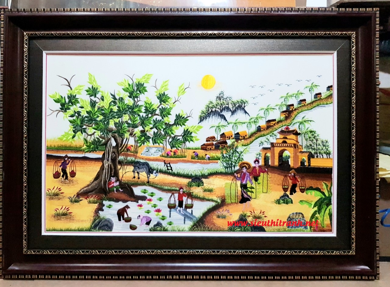 Tranh thêu, Phong cảnh làng quê -F167 - Siêu thị tranh | Mua bán tranh nghệ  thuật trực tuyến - Siêu thị tranh | Mua bán tranh nghệ thuật trực tuyến