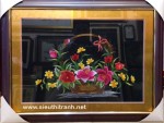 Tranh thêu giỏ hoa đẹp -f15