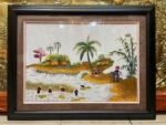 Tranh thêu tay đồng quê -T085